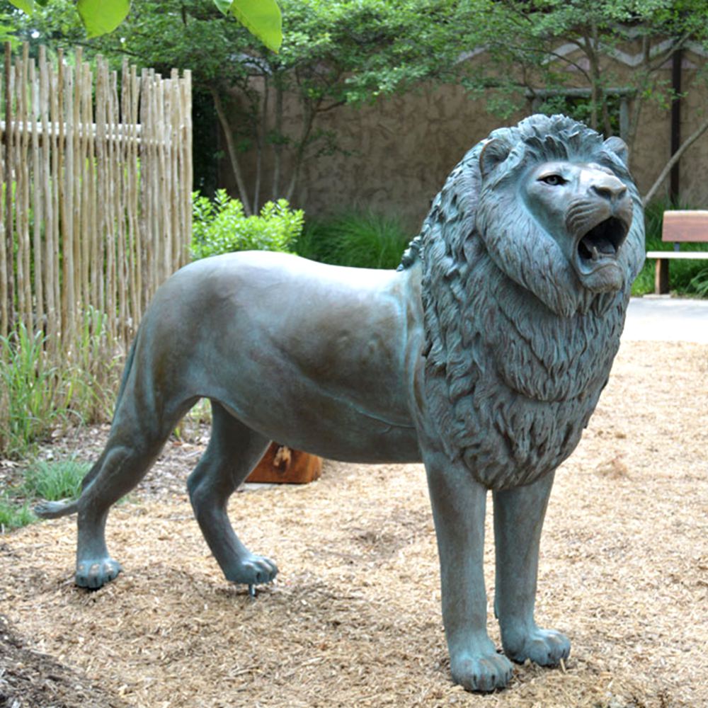 wildlife Patina Standing Lion Statue Zoo Decor