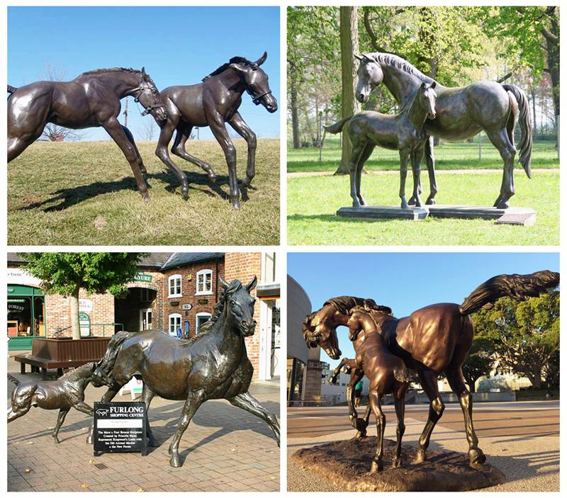 Racecourse bronze horse statues