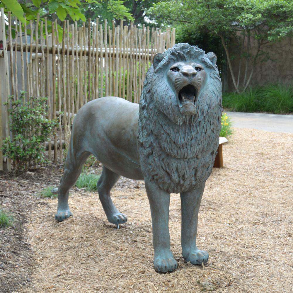 Patina Standing Lion Statue Zoo Decor BOKK-253