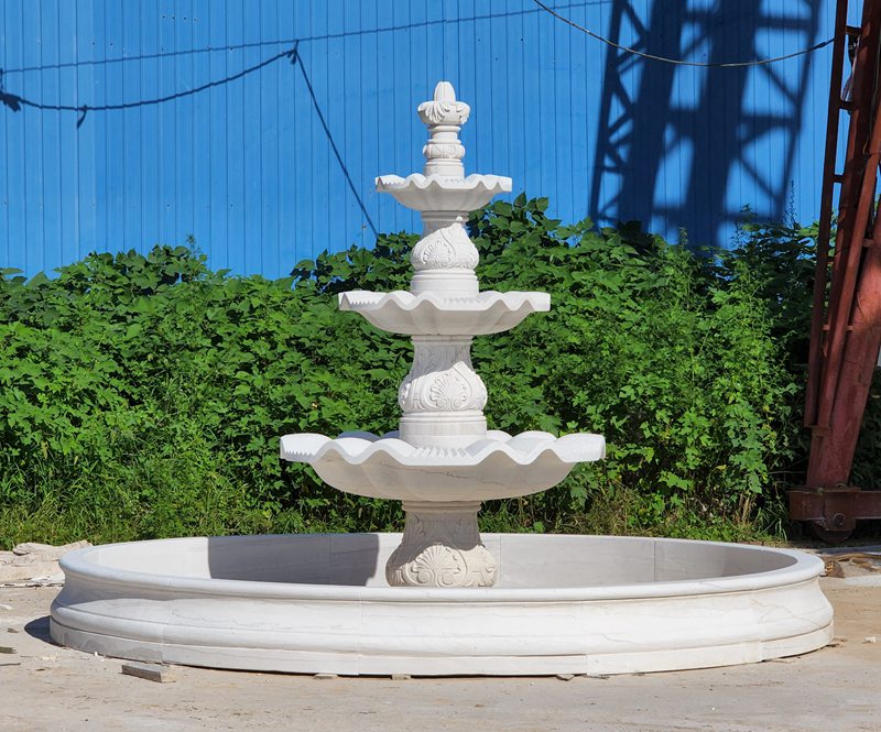 Tiered marble water fountain