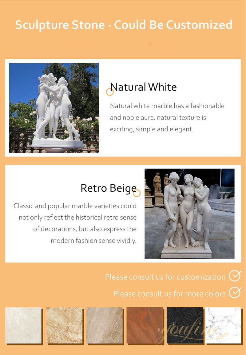 White Marble The Three Graces Garden Statue for Sale 