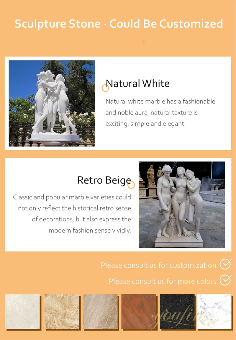 White Marble The Three Graces Garden Statue for Sale 