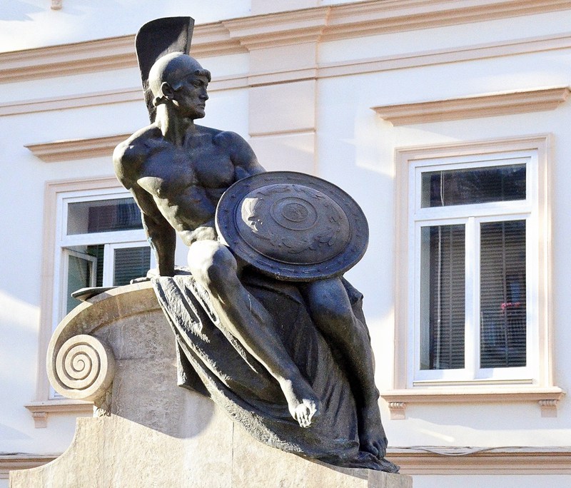 bronze Spartan warrior statue