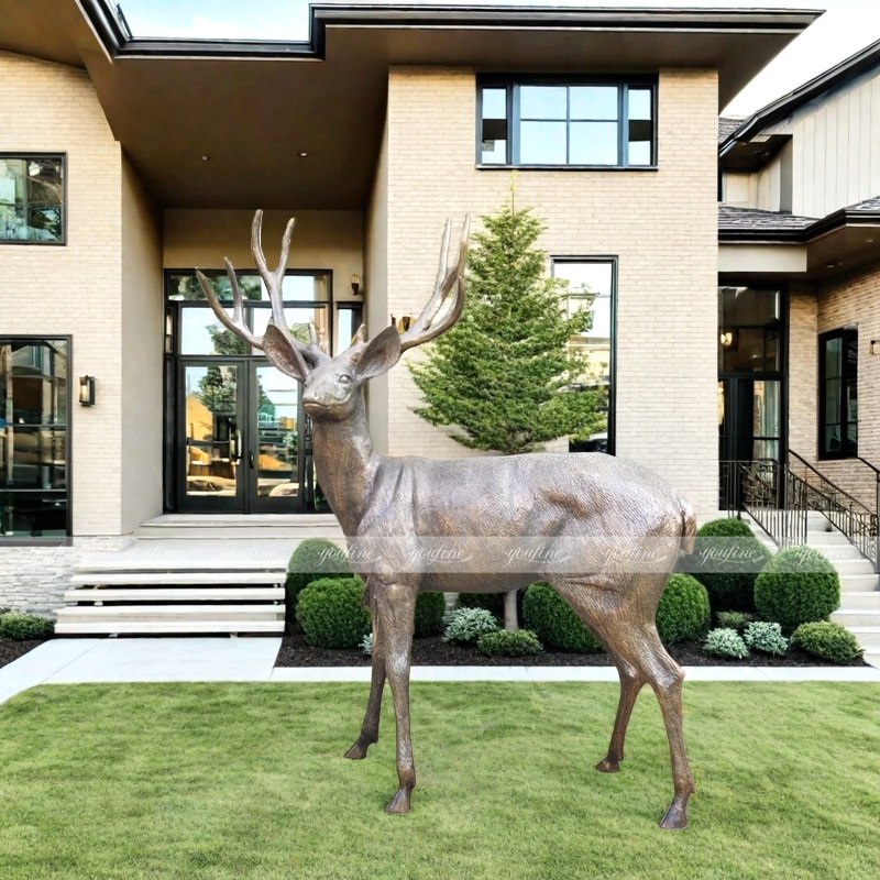 bronze deer garden decor