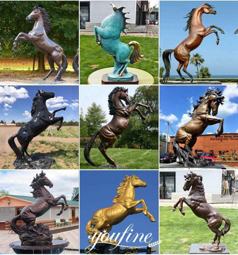 Rearing Large Bronze Horse Statues Racecourse Decor for Sale BOK1135