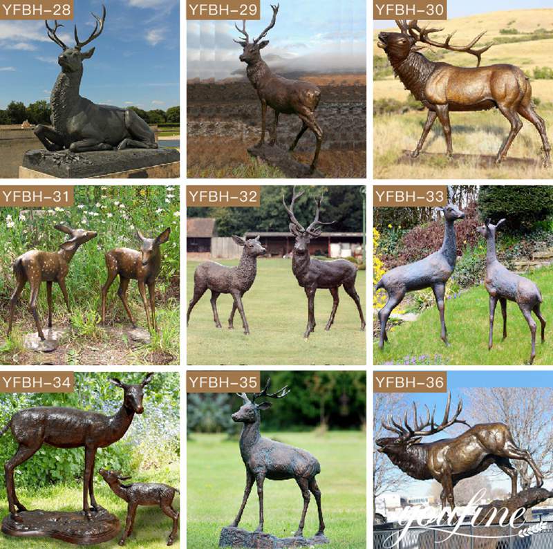 bronze life size deer statue - YouFine Sculpture