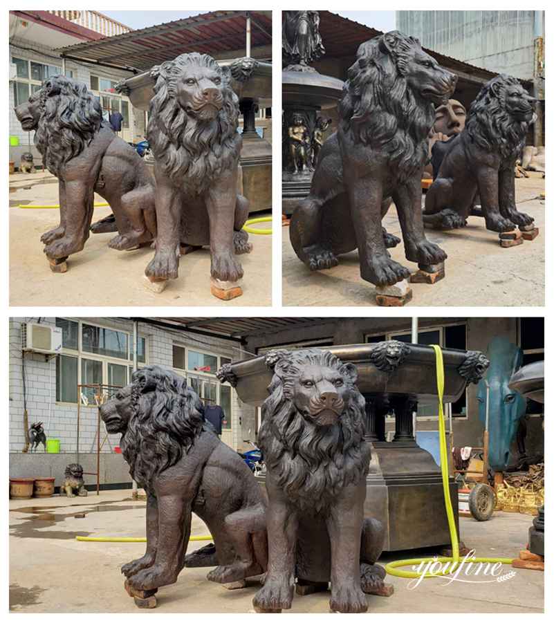 bronze lion statues outdoor-YouFine Sculptrure