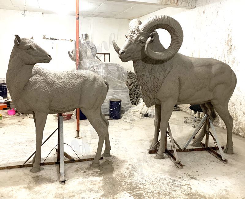bronze ram statue clay model