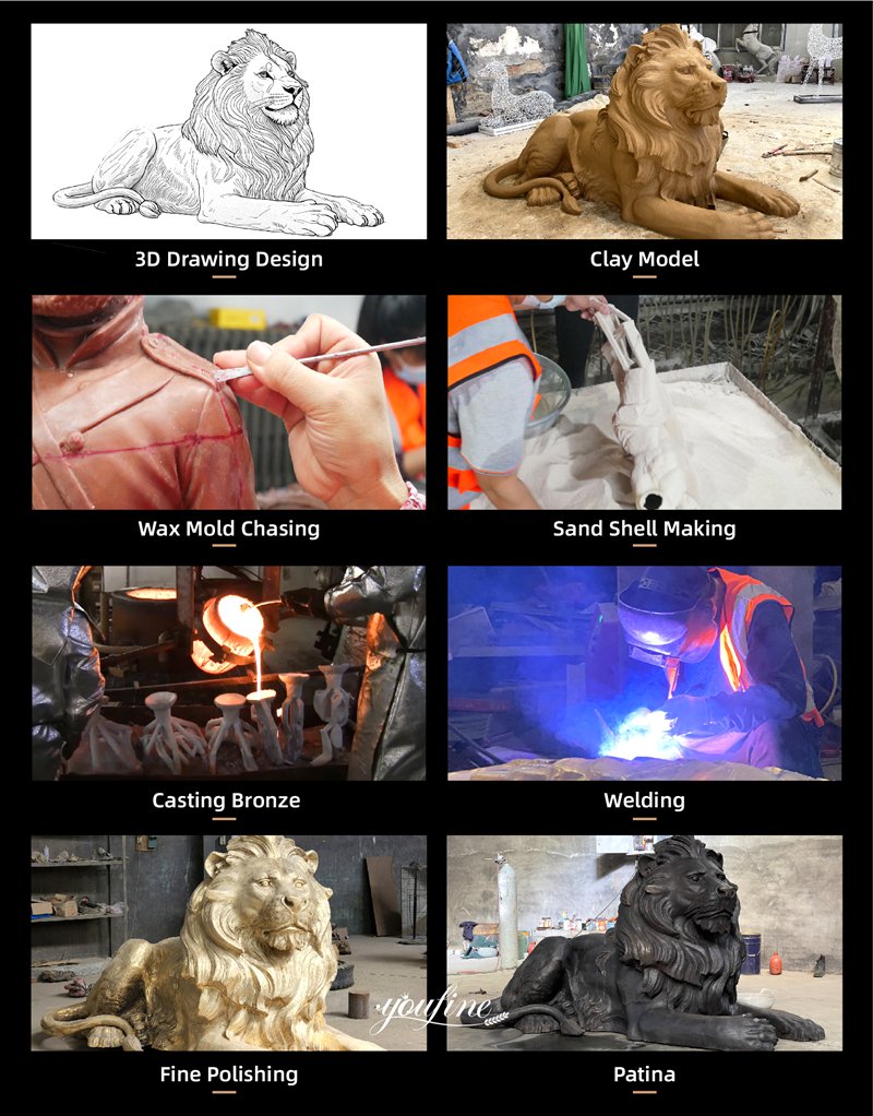 driveway lion statues casting process