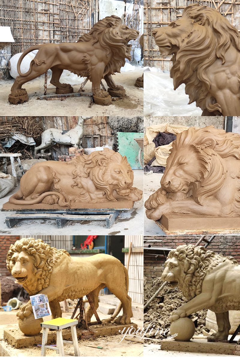 driveway lion statues clay model