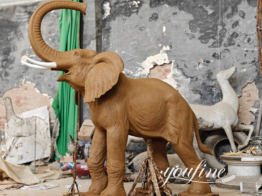finished clay model of elephant water fountian