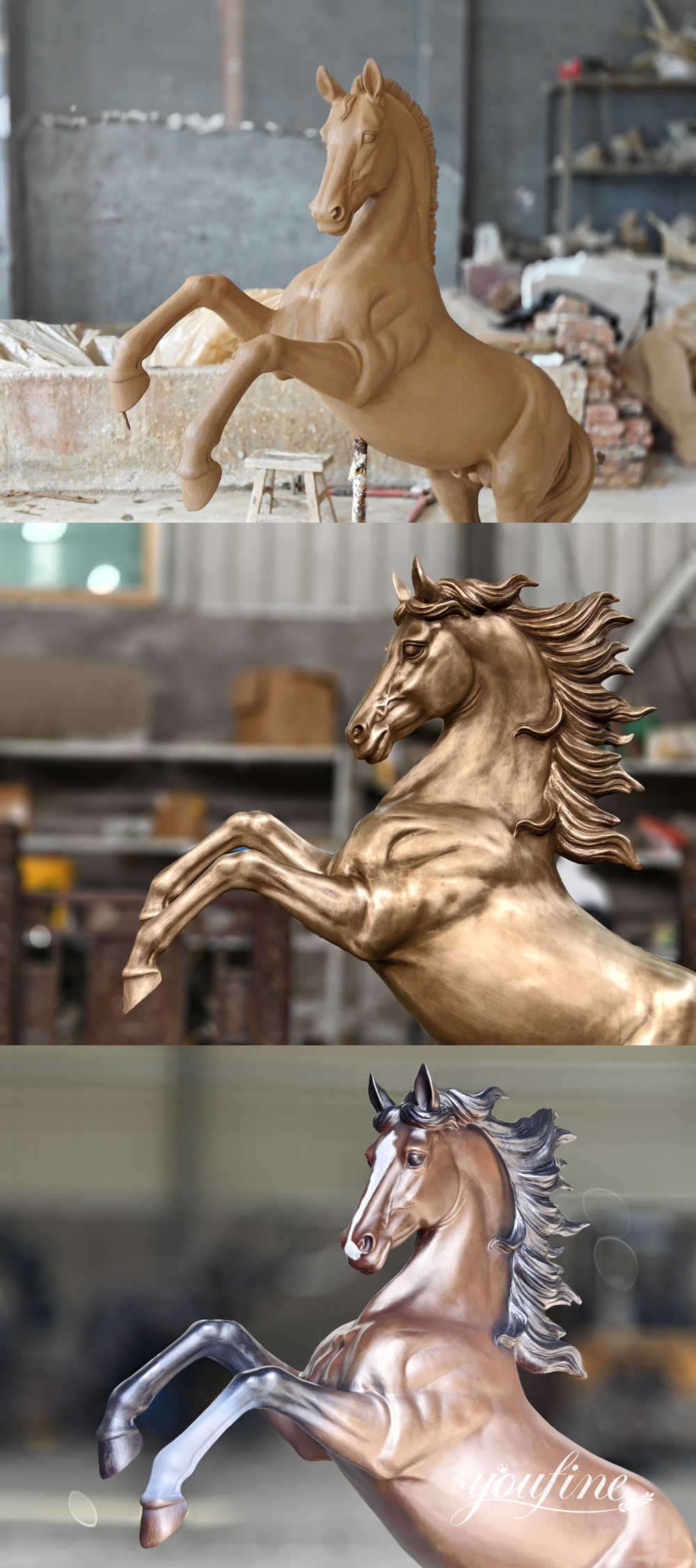 De la maquette en argile à la statue de cheval Mustang finie