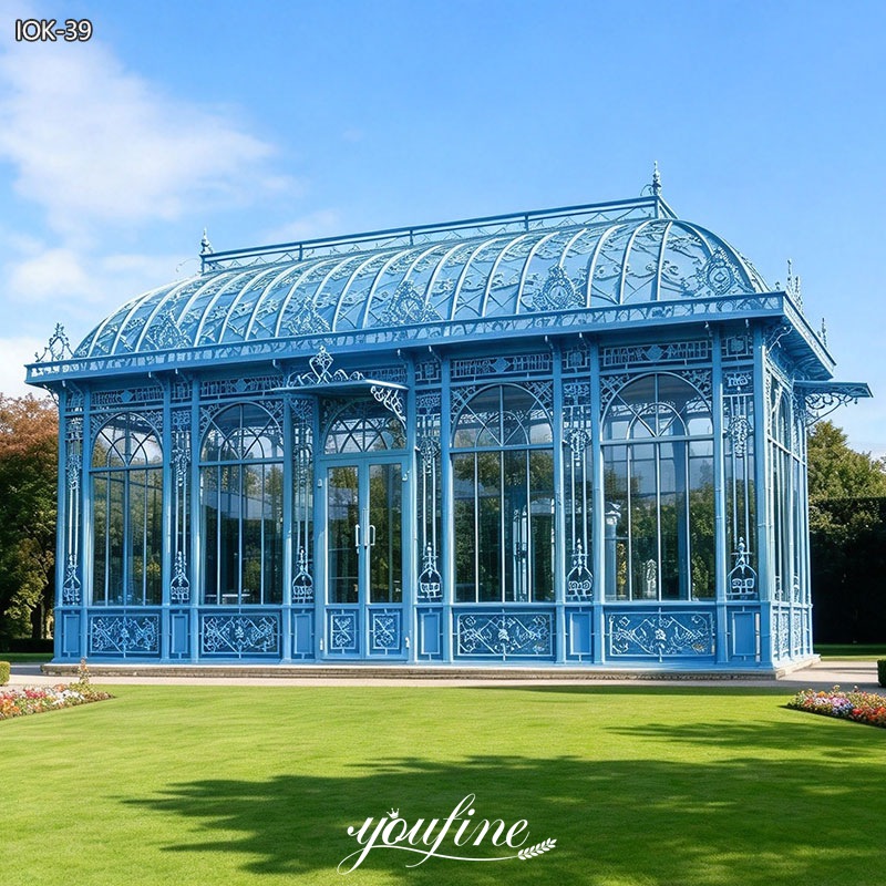 Blue Wrought Iron Victorian Garden Pavilion IOK-255