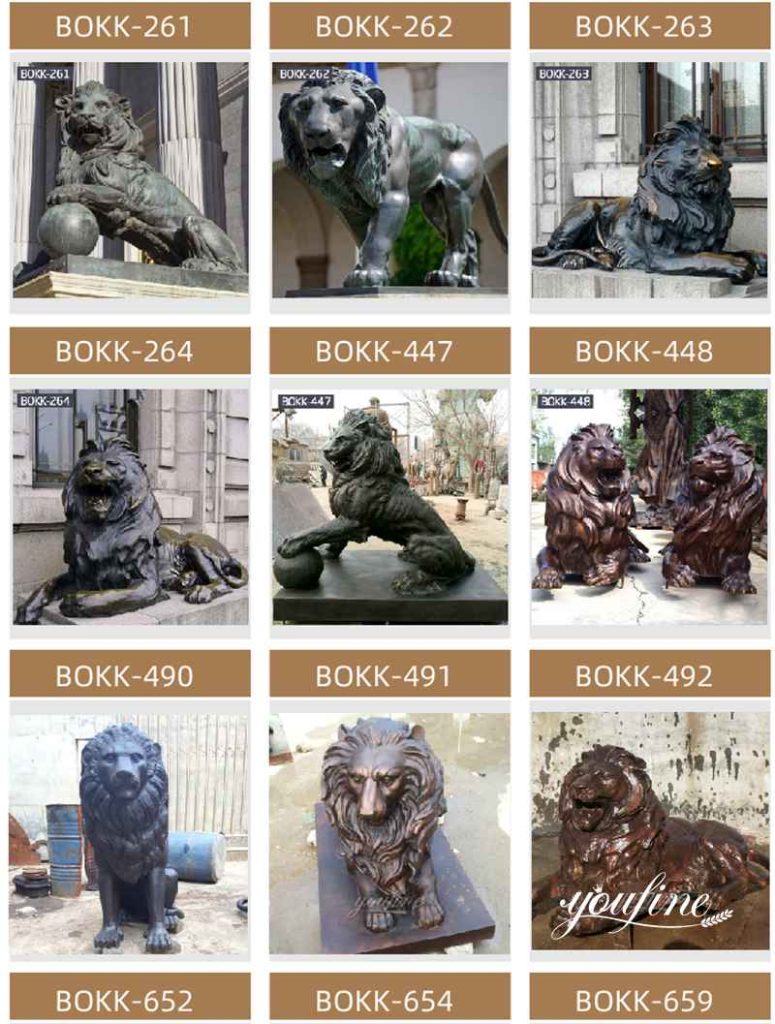 Large Antique Bronze Lion Statue Outdoor Door Decor for Sale BOK1149