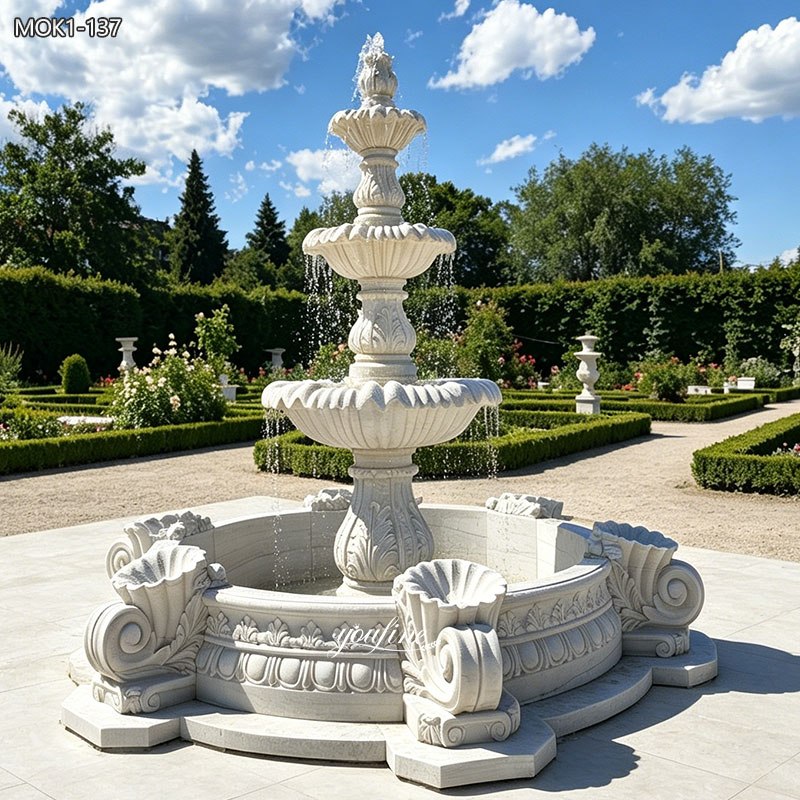 Multi-Tier White Fountain in Marble MOK1-137