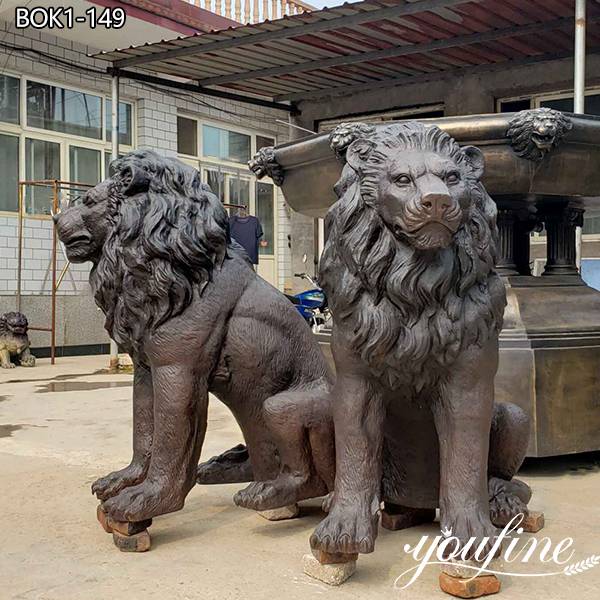 Large Antique Bronze Lion Statue Outdoor Door Decor for Sale BOK1-149