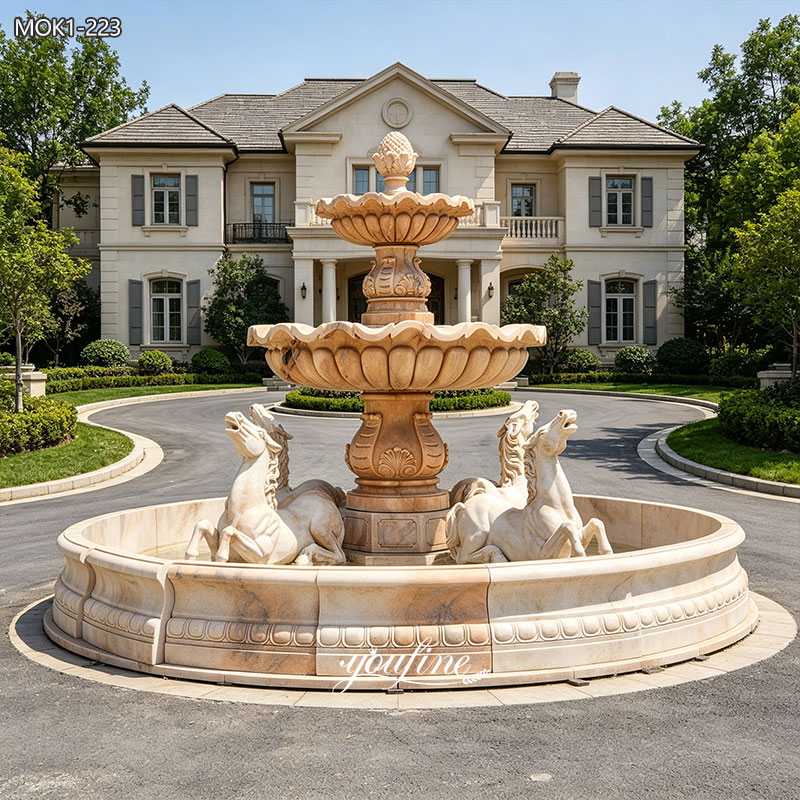 marble rearing horse fountain