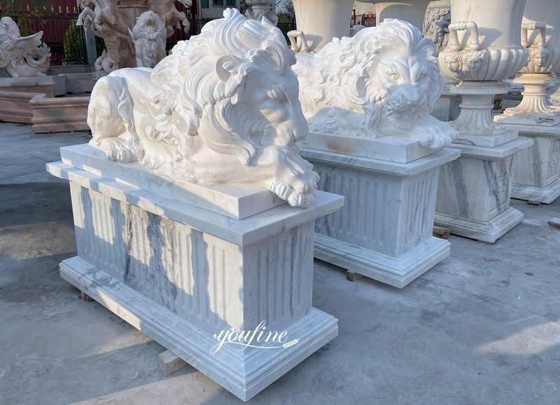 marble sleeping lion statue-YouFine Sculpture (4)