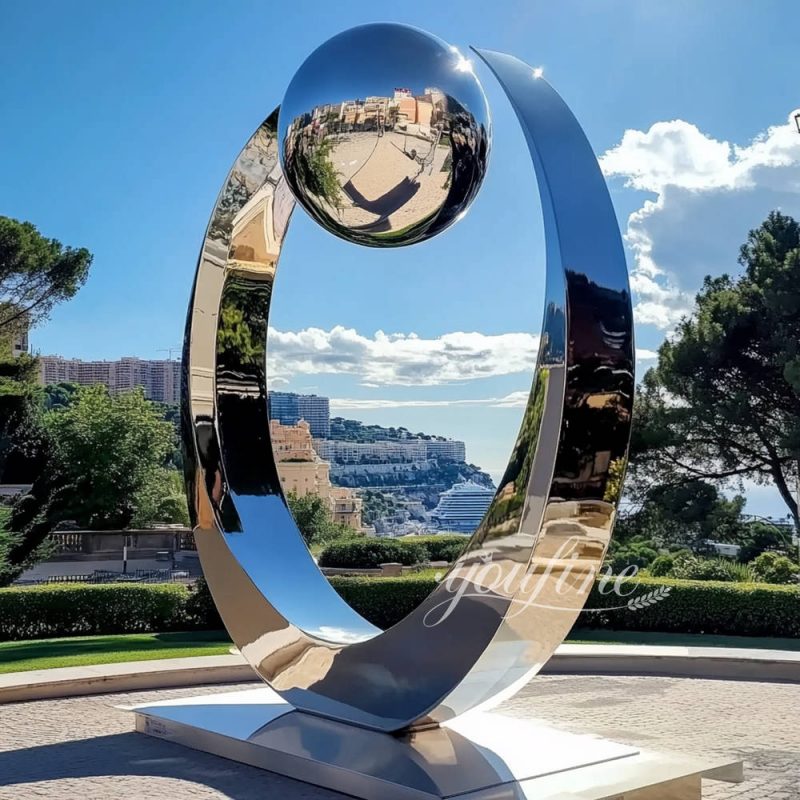 large outdoor modern stainless steel sculpture