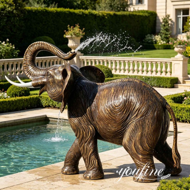 realistic Bronze Elephant Water Fountain