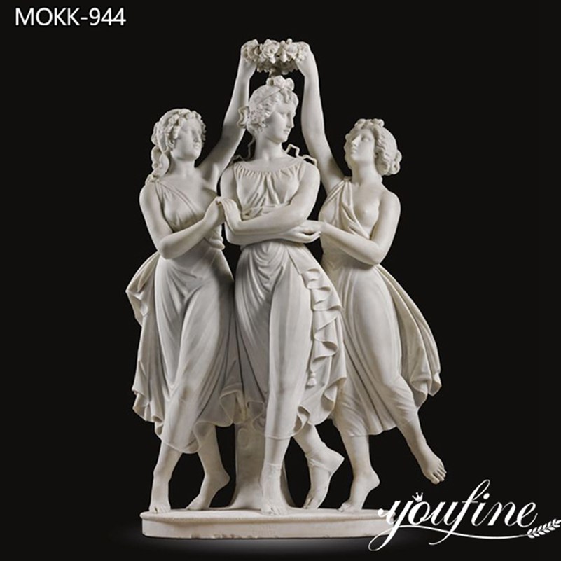 Hand Carved White Marble The Three Graces Garden Statue for Sale MOKK-944