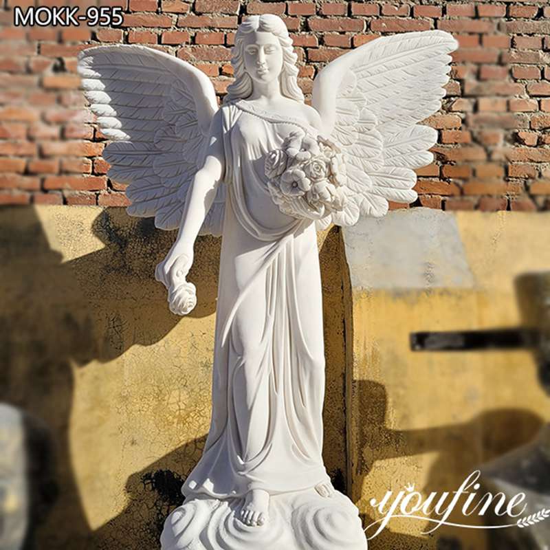 Life Size Angel Statue Hand Carved Marble Art for Sale MOKK-956