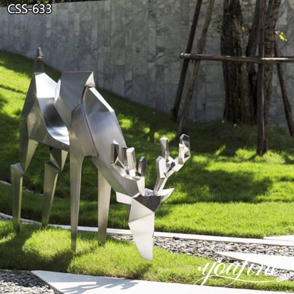 Modern Stainless Steel Deer Sculpture Lawn Decor Supplier CSS-633