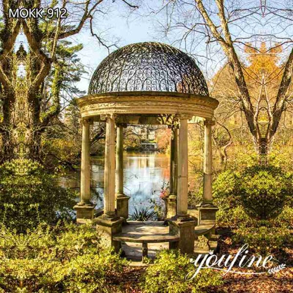 round Marble gazebo by the pond