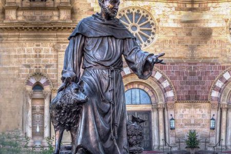 Life Size Bronze St. Francis and the Wolf Statue Catholic Statue for Sale BOK1-171