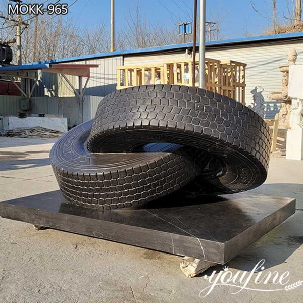 black Modern marble tire sculpture