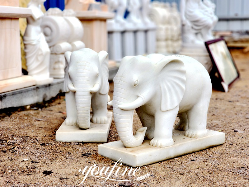 White Marble Elephant Statue 1