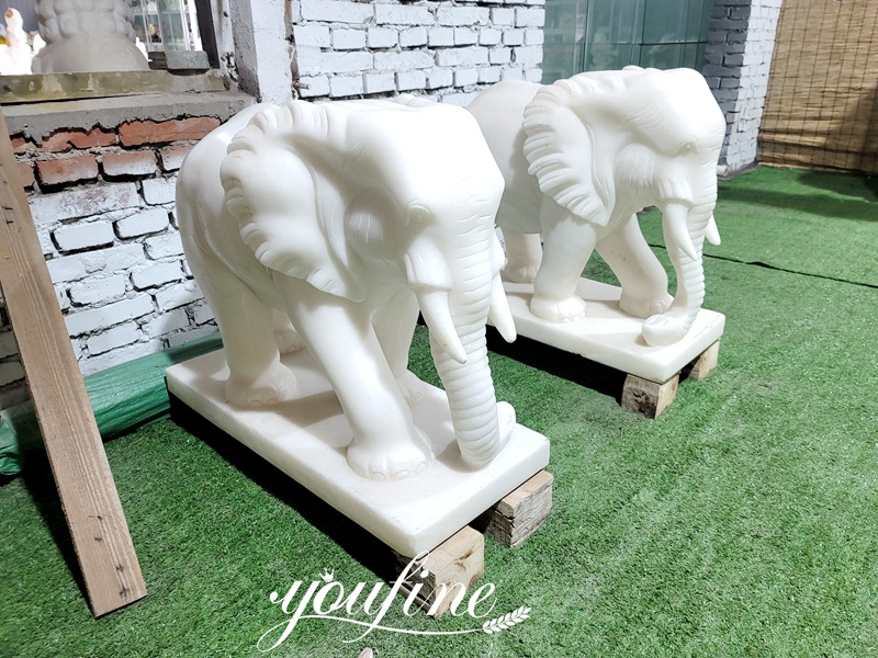 White Marble Elephant Statue