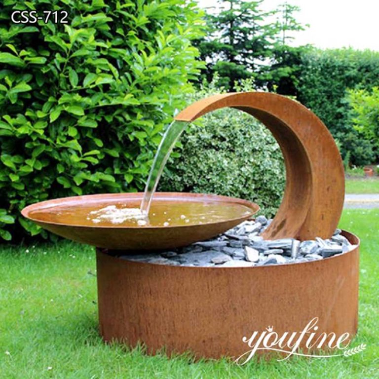 Contemporary Corten Steel Water Feature for Yard Decor CSS-712