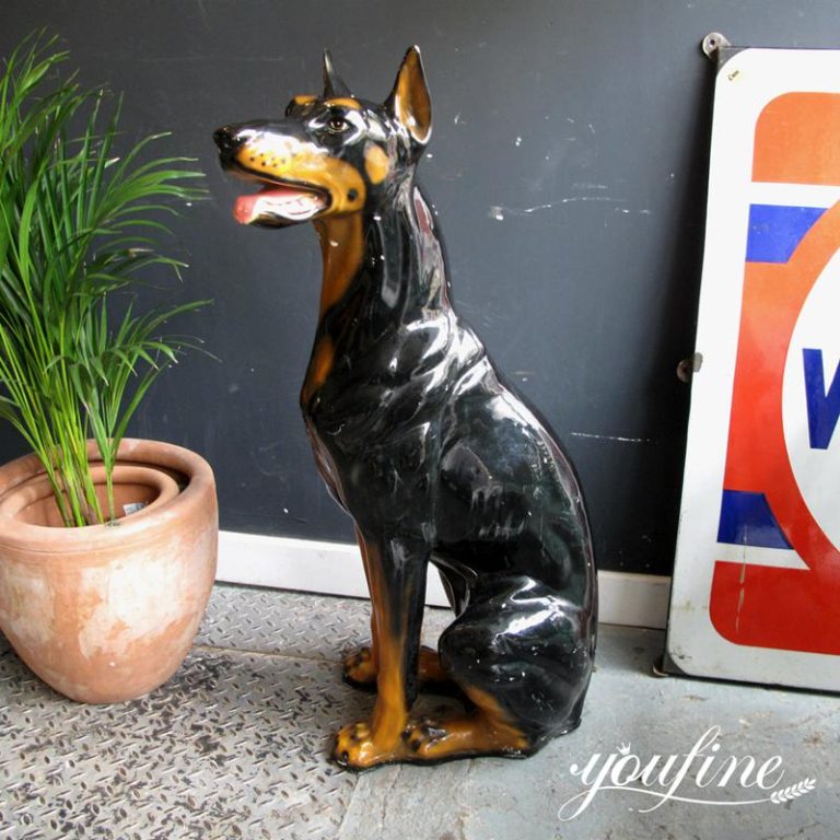 Life Size Outdoor Doberman Pinscher Statue Bronze Dog Garden Art Decor