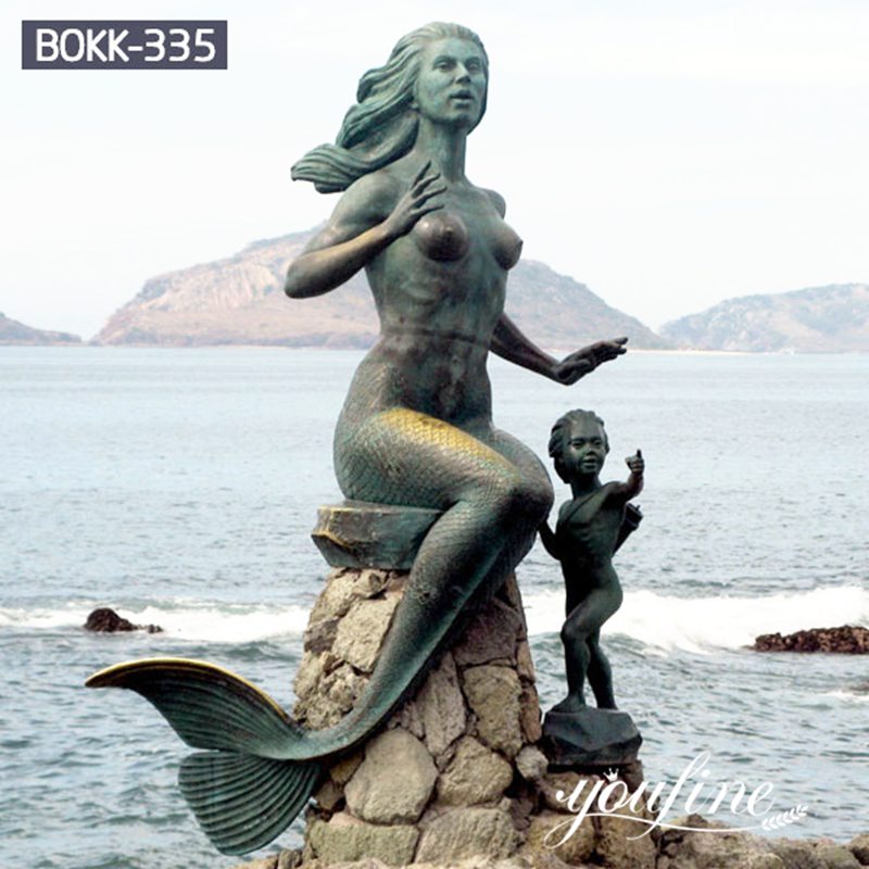 Bronze Naked life-size Mermaid Statue China Factory Supplier BOKK-335