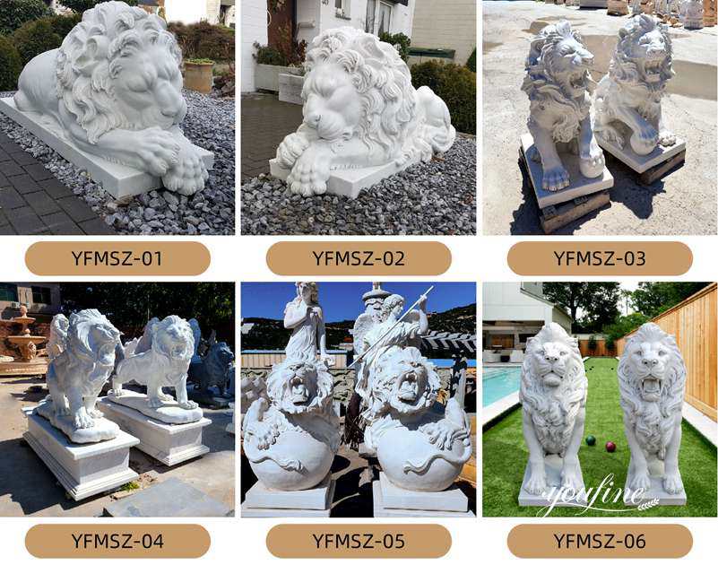lion statue for driveway-YouFine Sculpture (5)