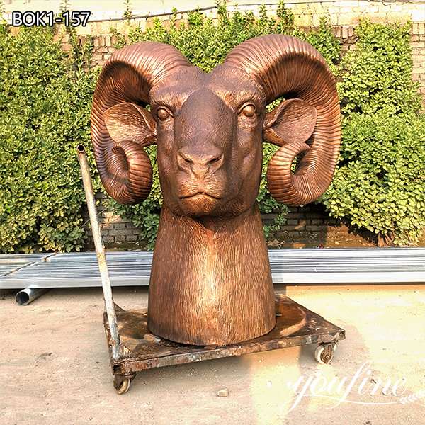 lifelike bronze ram head sculpture