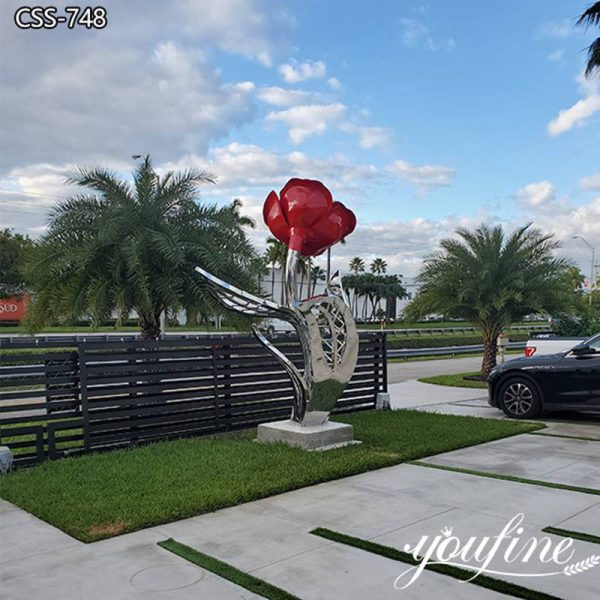 Custom Design Stainless Steel Rose Sculpture Factory Supply CSS-748