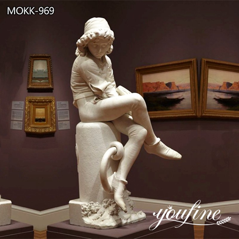 Giulio Monteverde White Marble Statue the Young Columbus for Sale MOKK-969