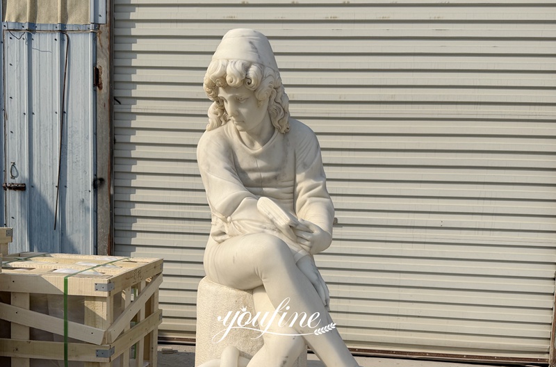 Young Columbus Marble Statue detail