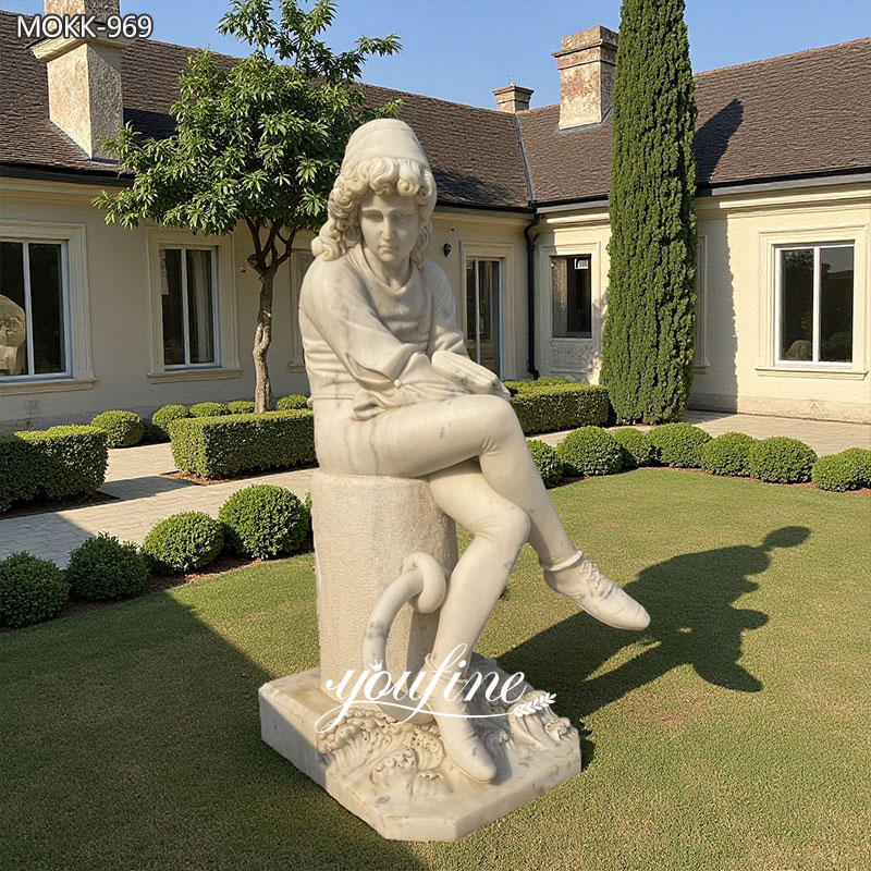Giulio Monteverde Young Columbus Marble Statue