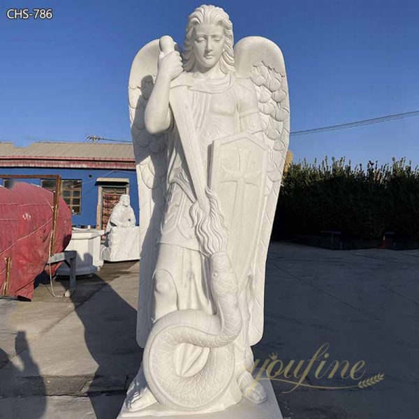 Hand Carved Marble St. Michael the Archangel Statue