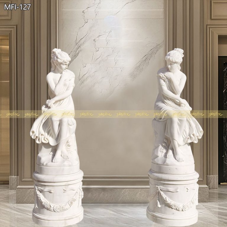 High-End Marble Sitting Woman Sculpture for Villa MFI-127