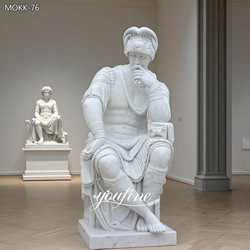 Marble sitting Greek man statue