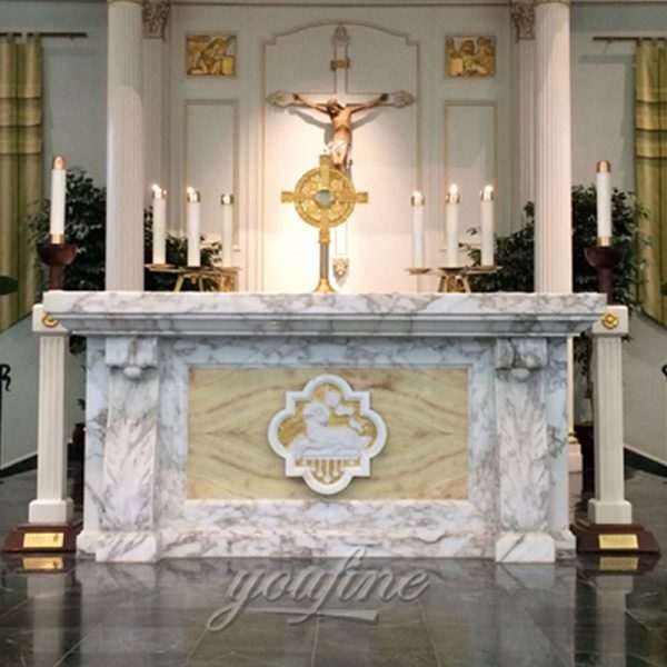 Hand Carved Natural Marble Catholic Church Altar