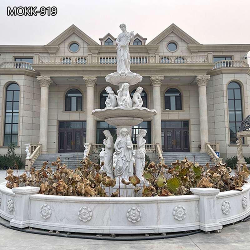 Natural White Marble Large Outdoor Water Fountain for Sale MOKK-919