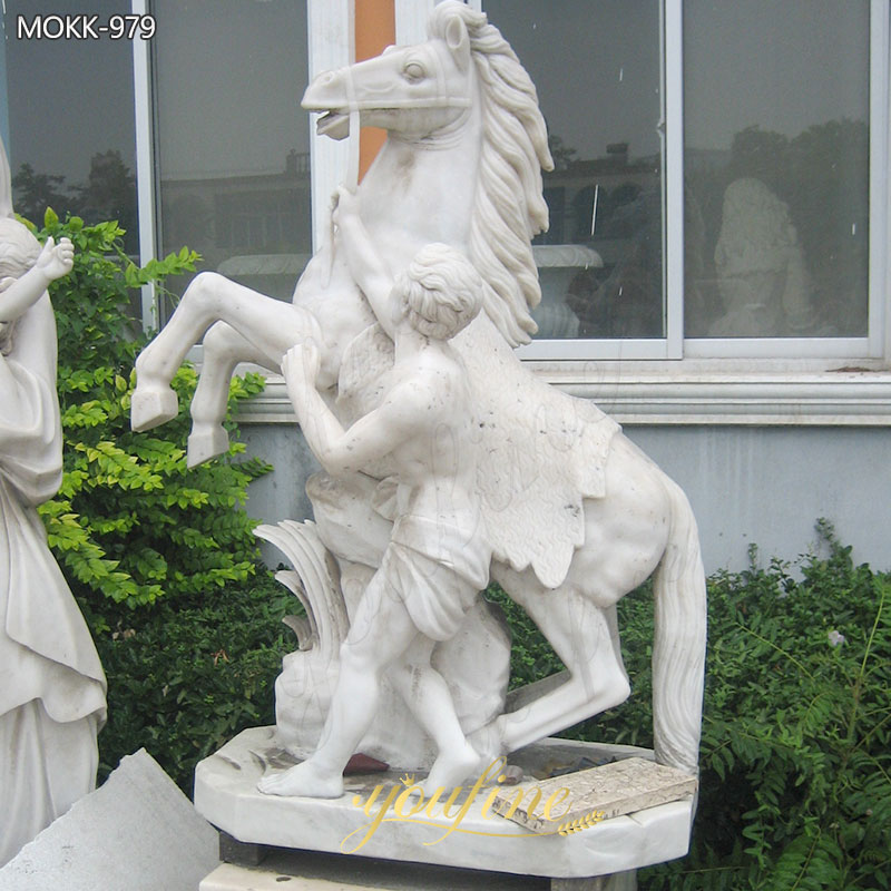 White Marble Marly Horses Louvre replica