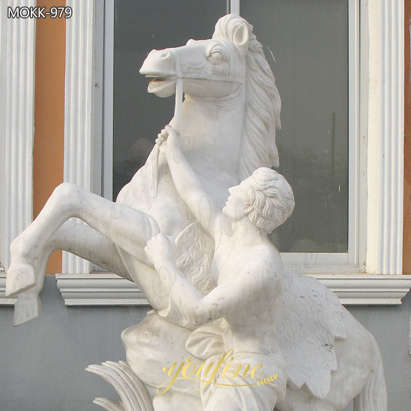 White Marble Marly Horses Louvre statue details