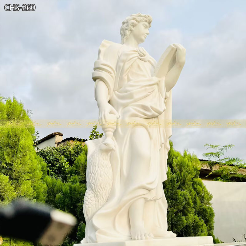 White Marble St John Statue Religious Decor for Sale