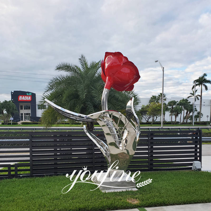 beautiful stainless steel flower sculpture